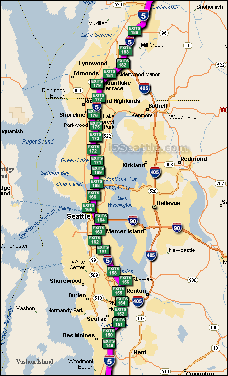 i-5 Seattle Exit Map